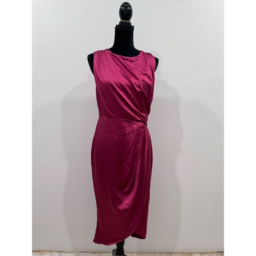 Lush sleeveless‎ pleated midi dress fuschia rose size medium